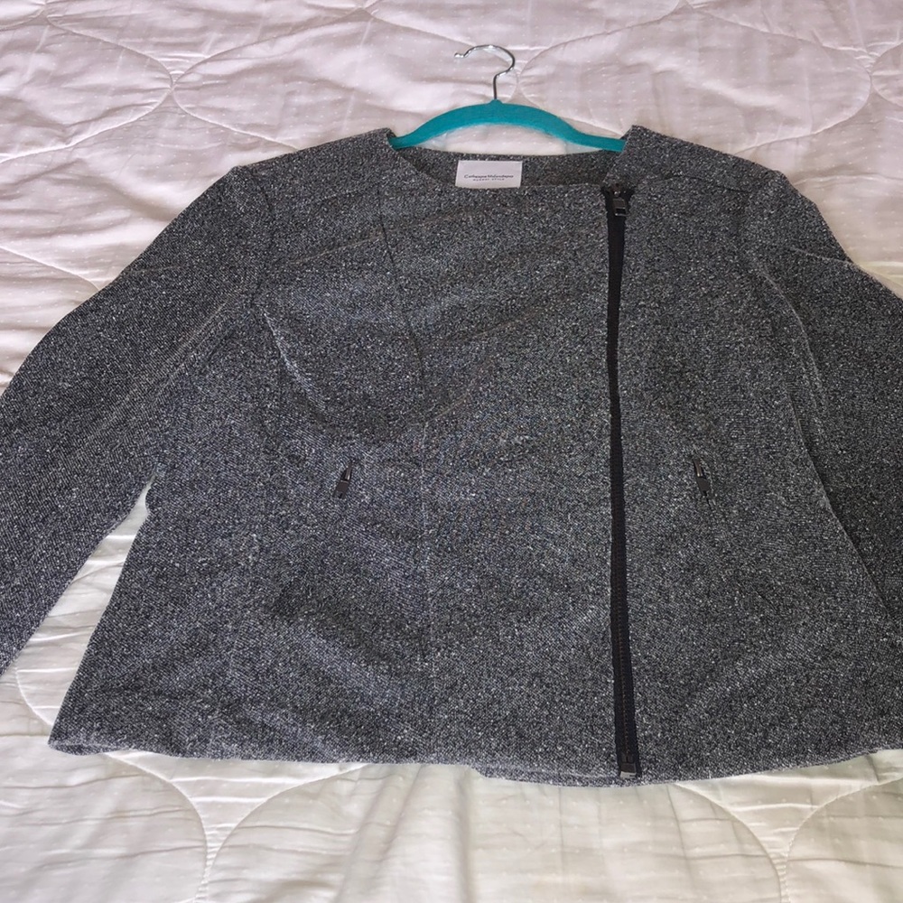 EUC moto jacket with asymmetrical zip. Tweed